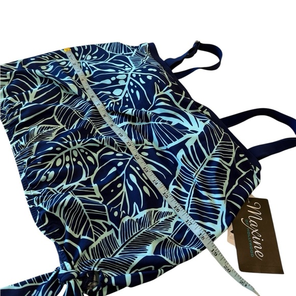 Maxine of Hollywood LEAF A PEEL Bandeau Blouson Tie Waist Tankini Swim Top NEW - Picture 4 of 16